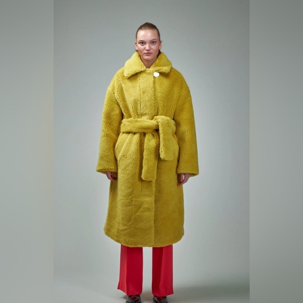 Day Birger et Mikkelsen luxury winter Mustard Teddy Jacket with Belt size EU 36